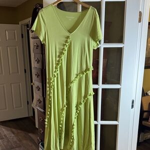Brand New!!Soft Surroundings Lime Asymmetrical Dress